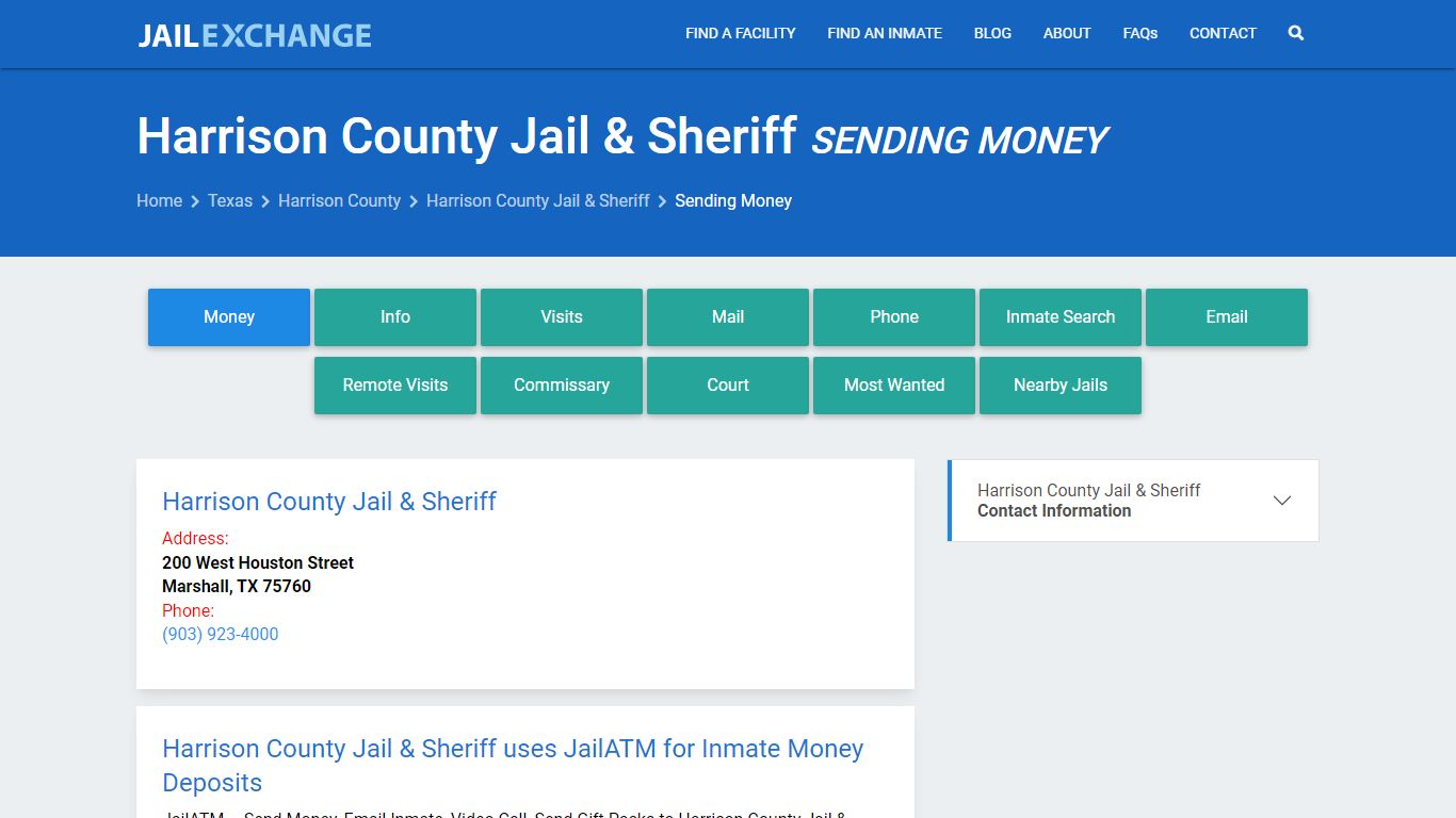 Send Money to Inmate - Harrison County Jail & Sheriff, TX - Jail Exchange